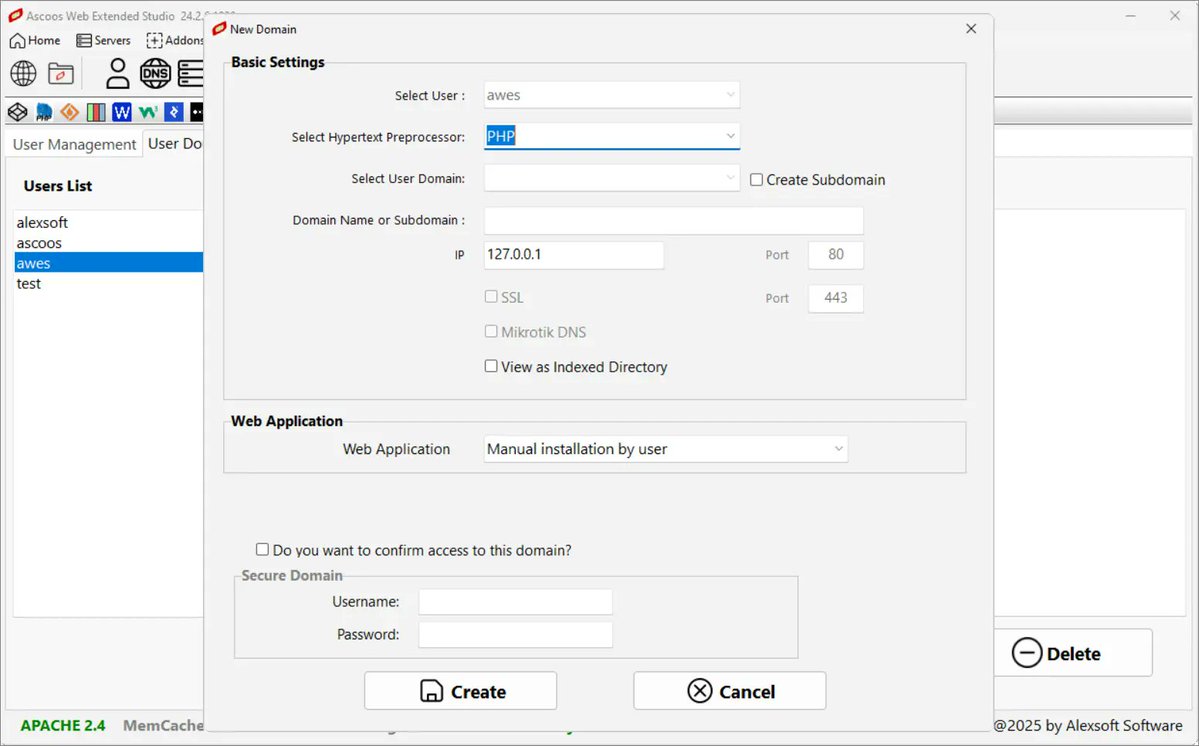 ascoos's tweet image. Ascoos Web Extended Studio (AWES)

Is FREE and Full Portable

Creating domains with auto dns hosts update – Forget manual editing!

#AWES #Ascoos #apache #php #memcached #python #node #mariadb #mongodb #filezilla #vscode #firefox #chromium #PortableDev #WebDev #WebDevelopment