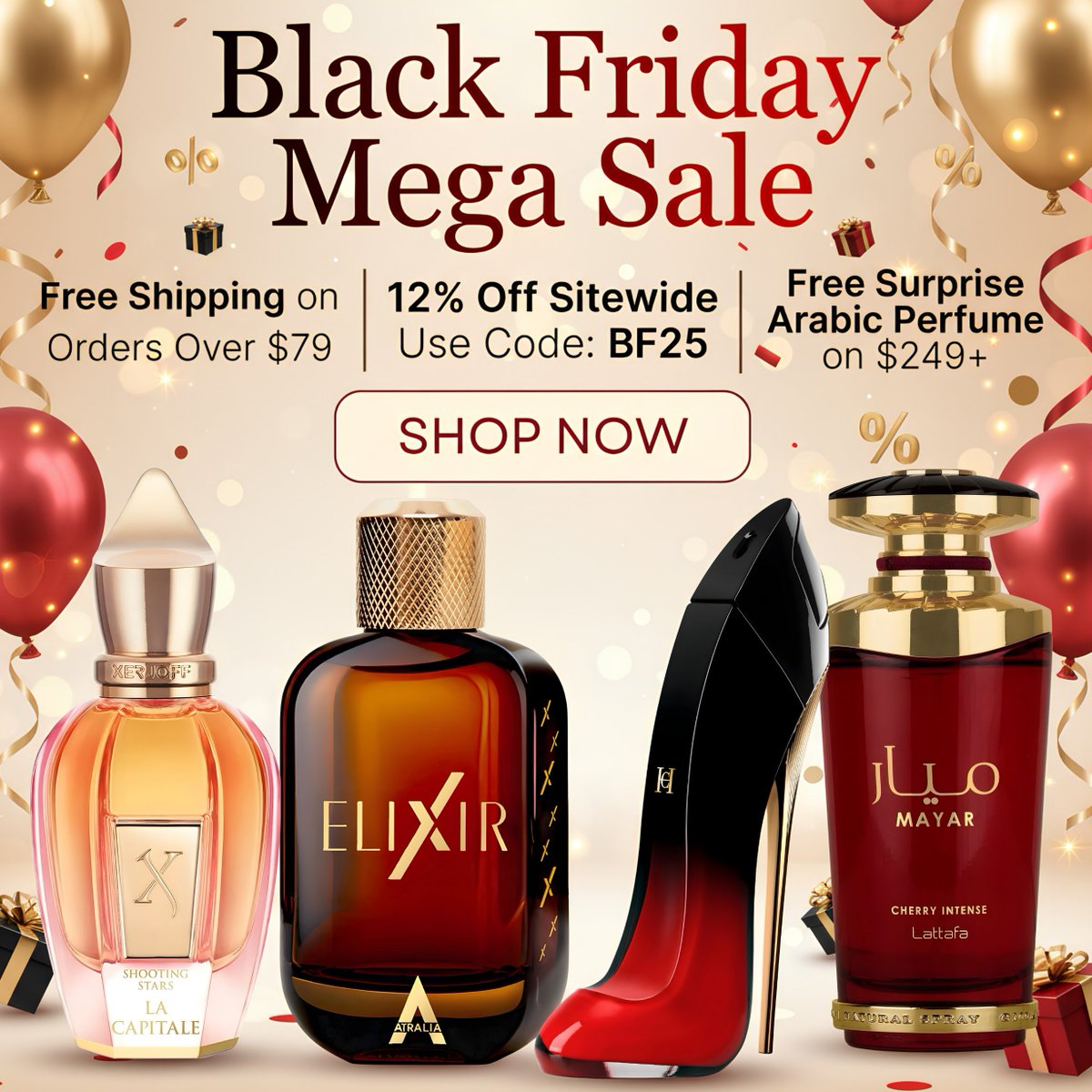 Perfumeonlineca's tweet photo. 🔥 Black Friday Mega Sale is HERE! 🔥
Treat yourself to luxury fragrances at irresistible prices. 🎁✨

✨ 12% Off Sitewide – Use Code: BF25
🚚 Free Shipping on orders over $79
🎉 Free Surprise Arabic Perfume on orders $249+
 
#BlackFridaySale #FragranceSale #HolidayDeals https://t.co/FHcjKEs555