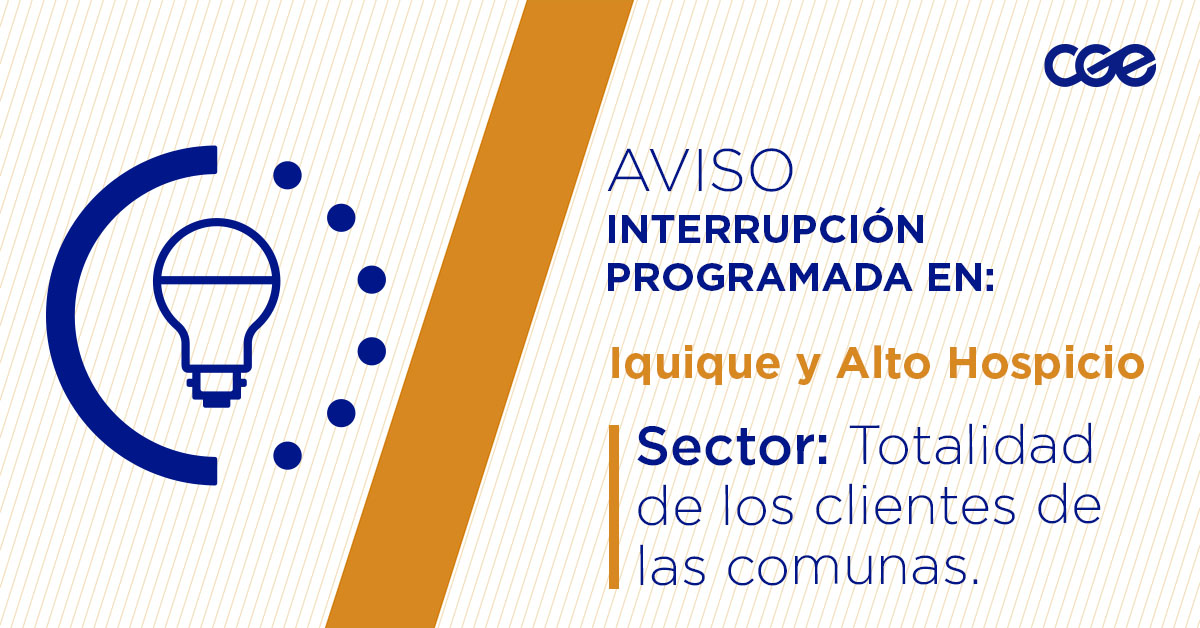 CGE_Clientes's tweet image. Para mejorar la calidad del suministro de nuestros clientes de #Iquique y #AltoHospicio, este jueves, 04 de noviembre, entre 00:00 y 01:00 horas, se realizará una #InterrupciónProgramada (sectores en la imagen 👇) debido a trabajos de la empresa STS, ajena a CGE, y que afectarán…