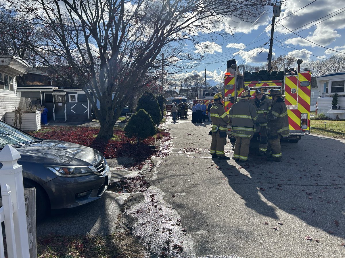 CameraManDan10's tweet photo. #BREAKING on scene of a fire in Pawtucket. Chief tells me that it was an “intense fire to fight” one person was trapped inside a mobile home unit and that they have succumb to their injuries on scene. One firefighter suffered burns to their ears. Tune in to @NBC10 for updates. https://t.co/j7FdGonASy