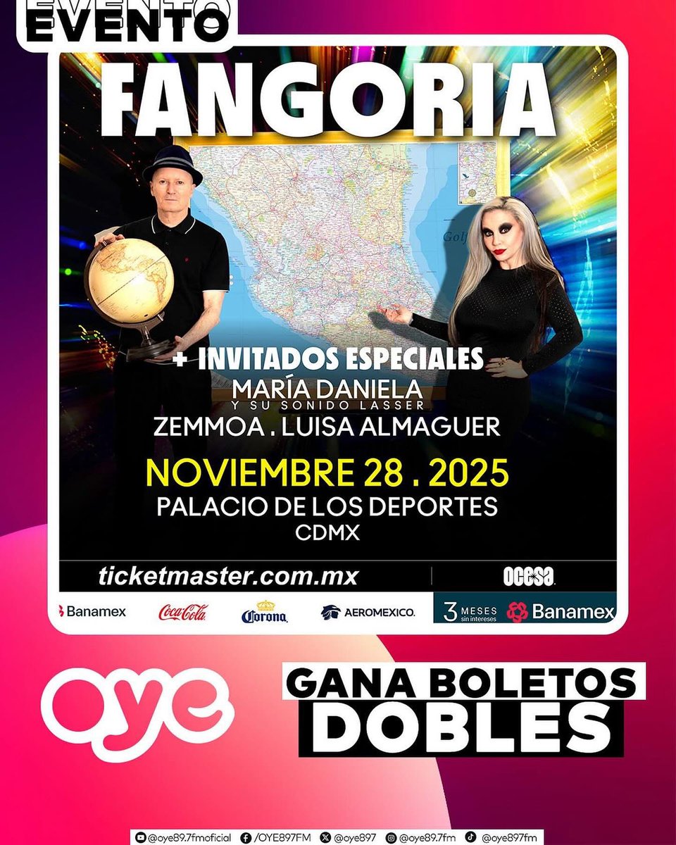 Oye897's tweet photo. ¿Quieres ganar boletos para #Fangoria?  ✨💕

1.- Menciona a tu acompañante 
2.- Comenta tu canción favorita
3.- Los ganadores serán elegidos de forma aleatoria 

#Oye897fm #Musica #GanaBoletos https://t.co/07xtrPz2Zm