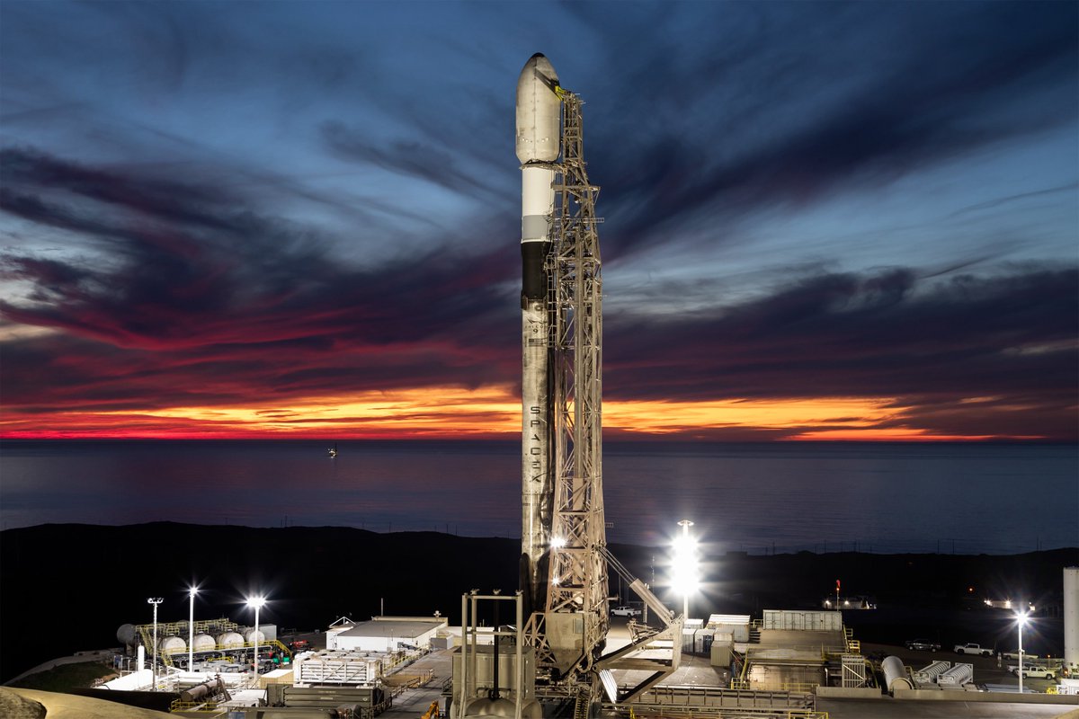 MBRSpaceCentre's tweet photo. Images of SpaceX’s Falcon 9 rocket, carrying aboard the PHI-1 satellite. The rocket is scheduled to launch into orbit in a few minutes from Vandenberg Space Force Base in California, USA. https://t.co/ZdE6zWIOQZ