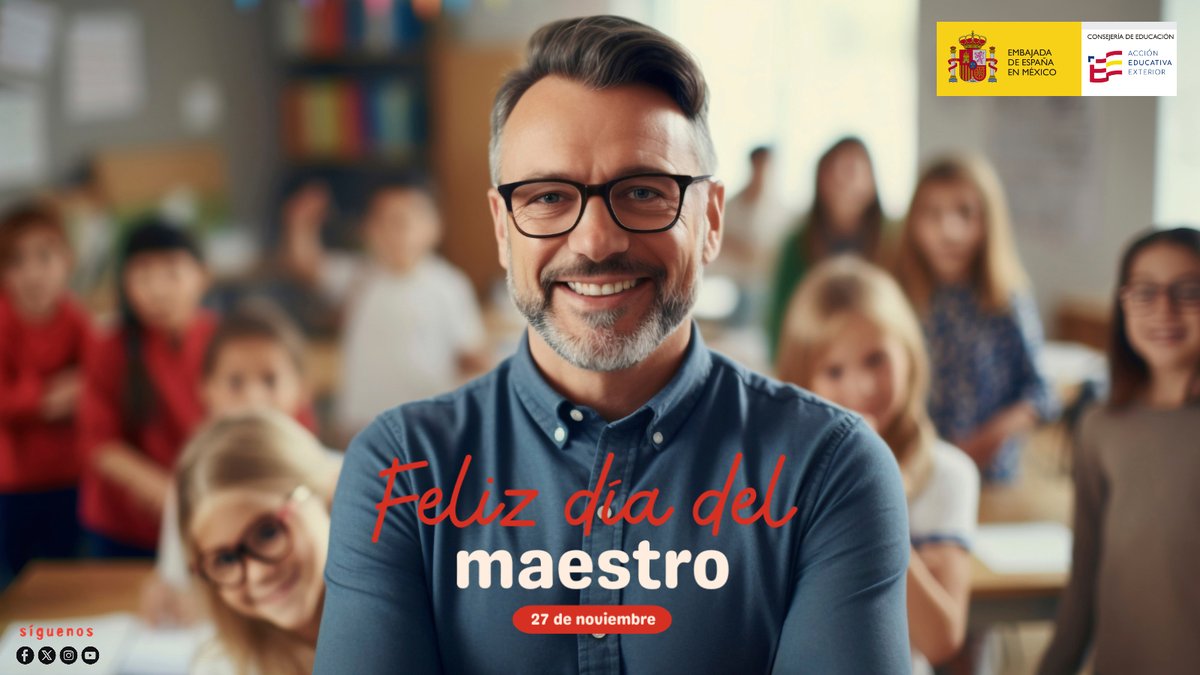 consejeriaedumx's tweet image. 💫Hoy celebramos a quienes con paciencia, pasión y compromiso inspiran a cada estudiante a alcanzar sus sueños👩‍🏫👨‍🏫

Su enseñanza deja huellas que duran toda la vida🎓
🌍Gracias por transformar el mundo a través de la educación.
#DíaDelMaestro #EstudiaEnEspaña #DescubreEspaña