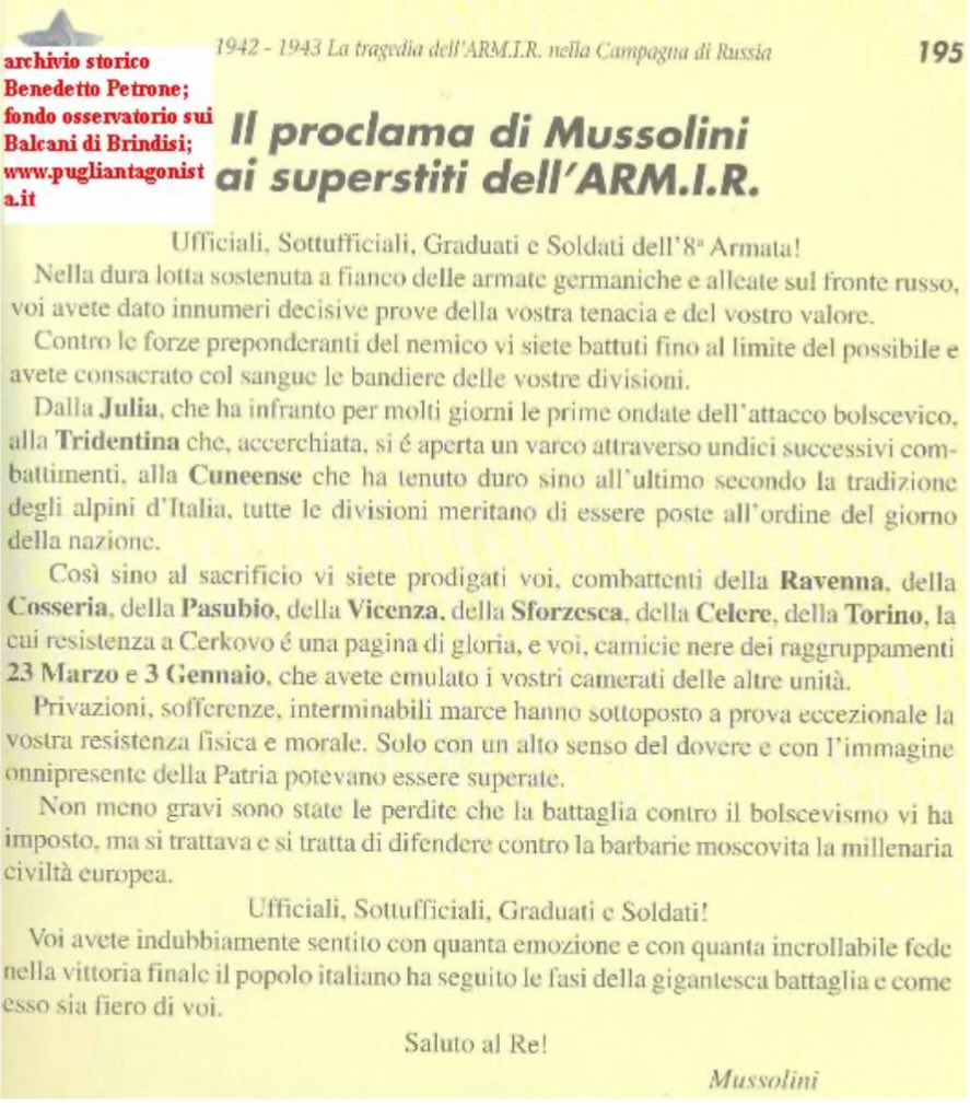 muenzenberg's tweet photo. Quando verga il saluto ai pochi superstiti dellโ8 Armata dopo #Stalingrado, il compagno Mussolini sa che รจ finita. Memore del Congresso di Ancona dove era divenuto capo del PSI, saluta le #divisioni eroiche: โAvete resistito oltre ogni limite contro gli invincibili #russiโ/2 https://t.co/gU1g3pyV7e