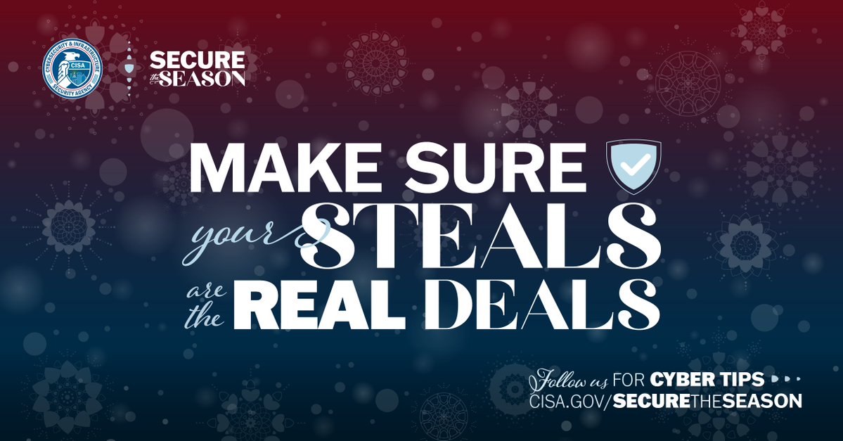 CISAMarci's tweet image. Your deals might be🔥but so are cyber threats. Learn how to keep your business secure this #BlackFriday: cisa.gov/securetheseason 🛒💻