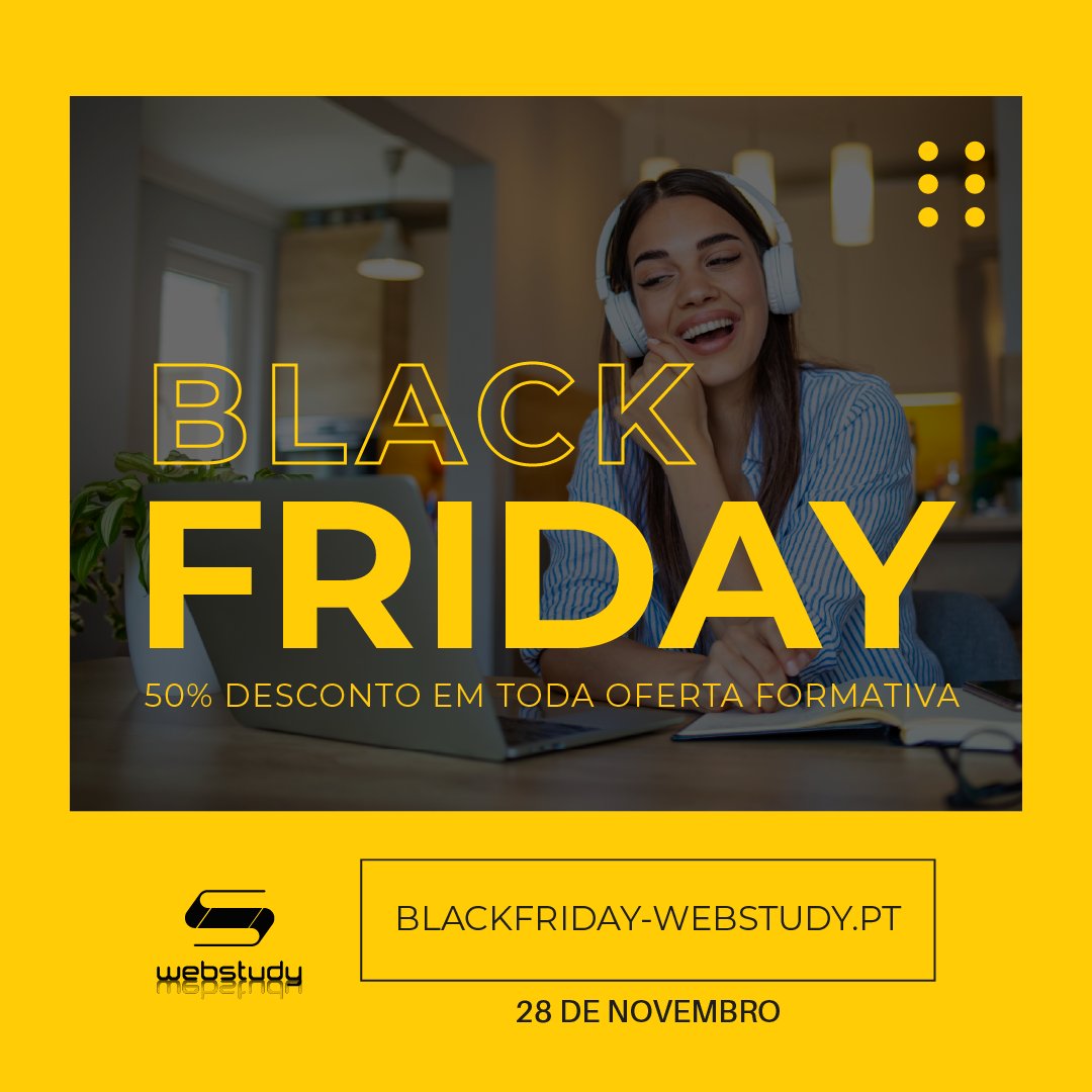 CentroWebstudy's tweet photo. Black Friday | 28 de novembro
Só hoje 50% de desconto em todos os cursos e especializações avançadas!!
Saiba mais em: https://t.co/qbA2CjxN7N https://t.co/NUMFMugaWt