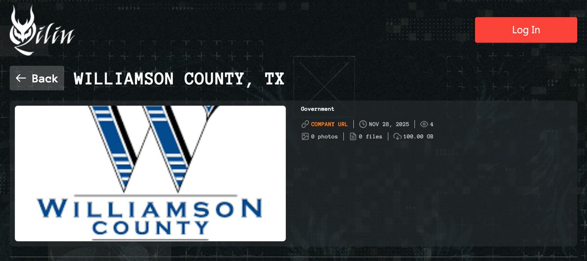 _venarixES_'s tweet image. El grupo #Quilin #ransomware habría #hackeado a #WilliamsonCounty en #Texas 🇺🇸 (@wilcotxgov)…
Monitorea este incidente en #VenariX ➡️ venarix.com
#USA #CyberAttack #infosec #CyberSec #wilcotxgov