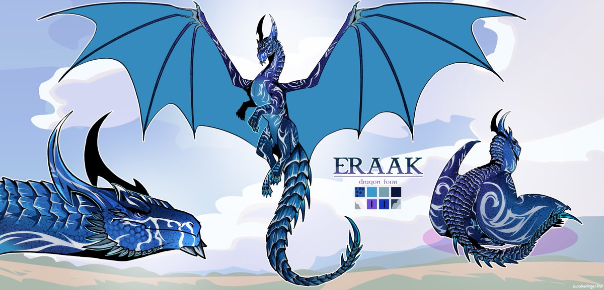 awakeningwind's tweet image. Dragon form reference for dragonborn 🔵