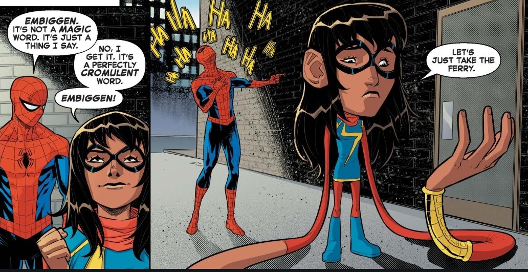 EmbiggenedFan's tweet image. Remember that time Spider-Man and Ms. Marvel swapped bodies?