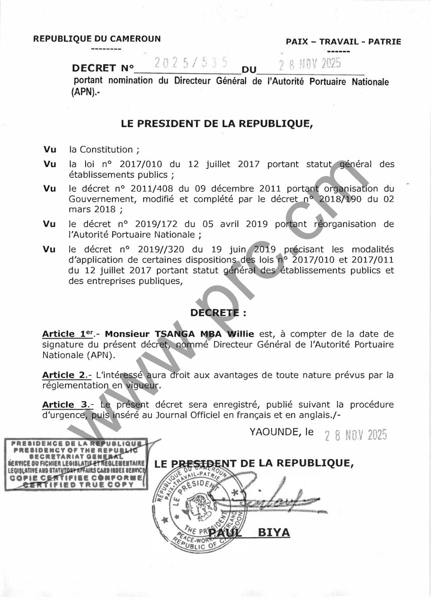 President Paul BIYA tweet media