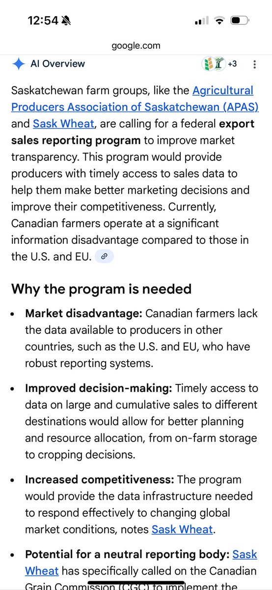 IMO Export sales reporting in Canada would really enhance this service to provide the next level of precise and relevant data farmers and other industry participants can use to make better more informed decisions. <a href="/AAFC_Canada/">AAFC Canada</a> saskwheat.ca/farm-groups-ca…