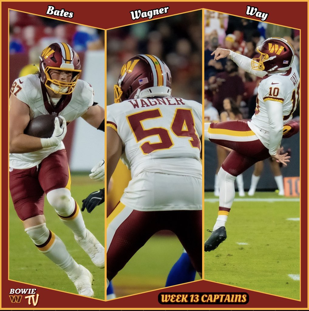 BowieTVSports's tweet image. #Commanders Captains vs. Denver #Broncos
Week 13 Sunday Night Football 

#10 Tress Way
#54 Bobby Wagner
#87 John Bates

#WASvsDEN | #RaiseHail  #broncocountry #NFL #BowieTV #explore #explorepage