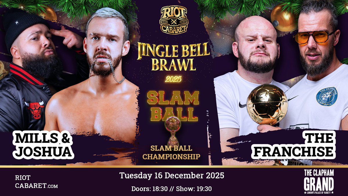 RiotCabaret's tweet image. ☄️ SLAM BALL RETURNS!

After The Franchise&apos;s @Bronco_PW cost Connor Mills and @JayJoshua_pro their chance at tag team championship glory, we&apos;ve granted Mills &amp;amp; JJ&apos;s request for an opportunity to exact their revenge!

🎟 bit.ly/JBB25