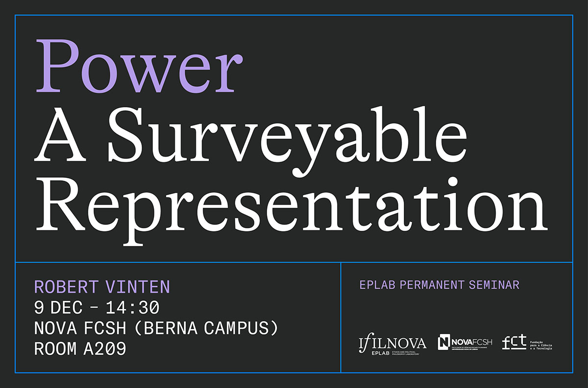ifilnova's tweet image. 📯 The third session of the EPLab Permanent Seminar will be led by Robert Vinten (IFILNOVA) who will talk about “Power: A Surveyable Representation”.

📆 Tuesday, 9 December · 14:30 · NOVA FCSH (Berna), room A209

+ info: ifilnova.pt/en/events/pode…