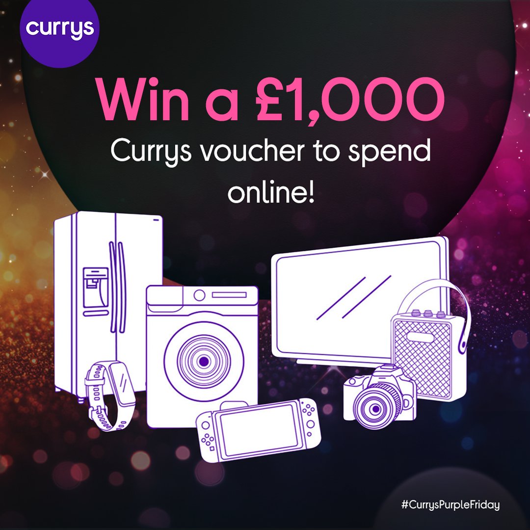 🎉 £1,000 E-GIFT CARD GIVEAWAY! 🎉

This is it - the last chance to grab our Purple Friday prize!
✨ Like this post
✨ Follow @Currys
✨ Tag a friend in the comments and include #CurrysPurpleFriday

Be quick - giveaway ends TODAY at 9pm! ⏰
Full T&amp;CS: bit.ly/4imKICp