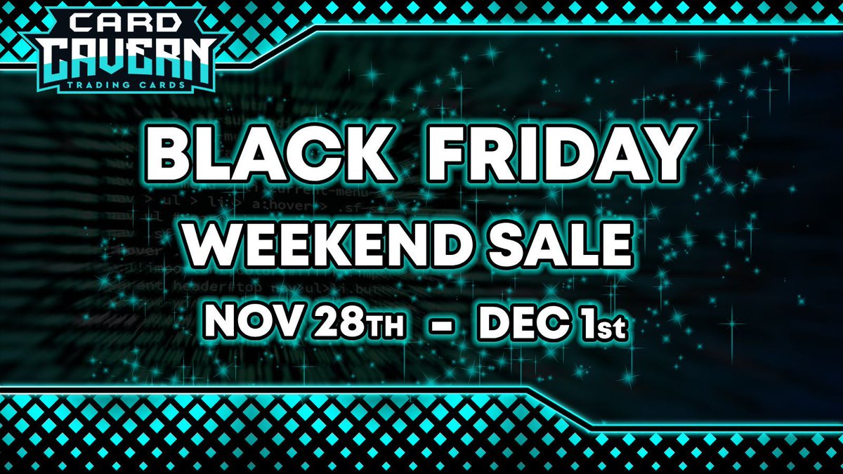 Save BIG this Black Friday weekend shopping at: CardCavernTCGs.com 🛒🏷️💙

#Pokemon #PokemonTCG #PTCGL #PokemonTCGLive #OnePieceCardGame #OPCG #FinalFantasyTCG #FFTCG