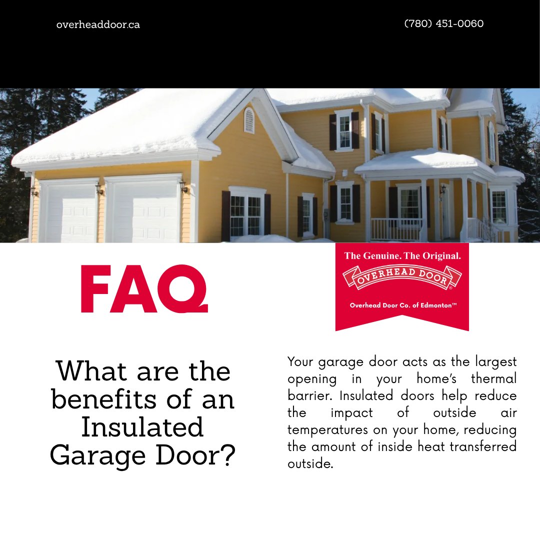 OverheadDoorEdm's tweet image. Happy #FAQ Friday! Your garage door is the largest opening in your house, so it&apos;s more prone to air infiltration and letting the cold in. Explore insulated garage door options with us.

Contact us today!
📞 (780) 451-0060
🖥️ ow.ly/63aI50XyGz0