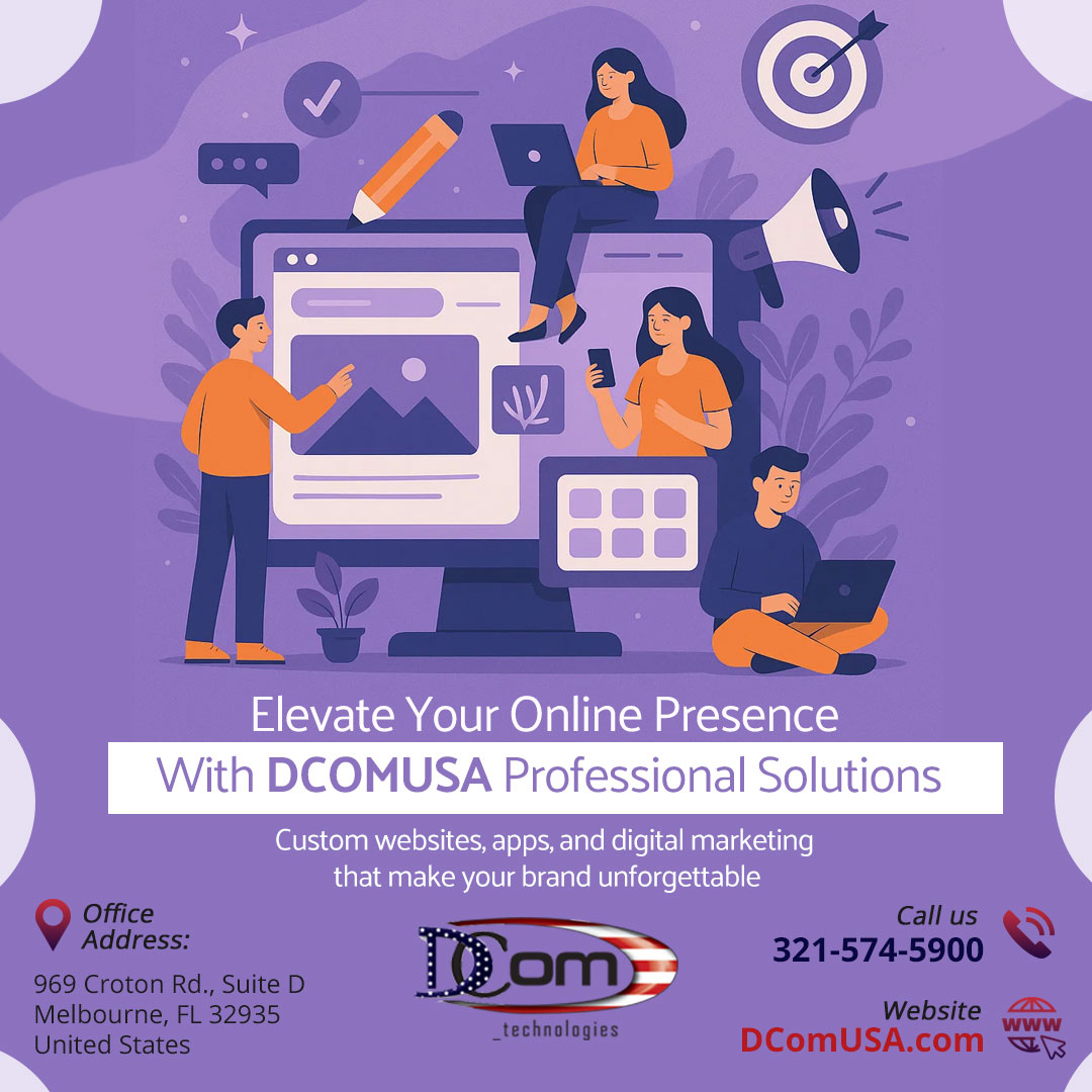 DComUSA's tweet image. Elevate your online presence with DCOMUSA professional solutions—custom websites, apps, and digital marketing that make your brand unforgettable.

Call: 321-574-5900
Web: DComUSA.com

#DCOMUSA #customwebsites #mobileapps #digitalmarketing #brandvalue #SEOMelbourneFL