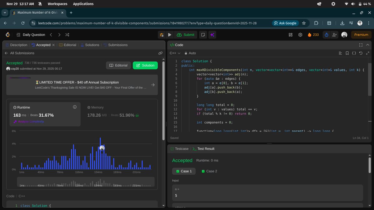 the__csy20's tweet photo. #Day286 of coding:
-leetcode POTD
#DSA #LeetCode https://t.co/ZLrPk8LS0R