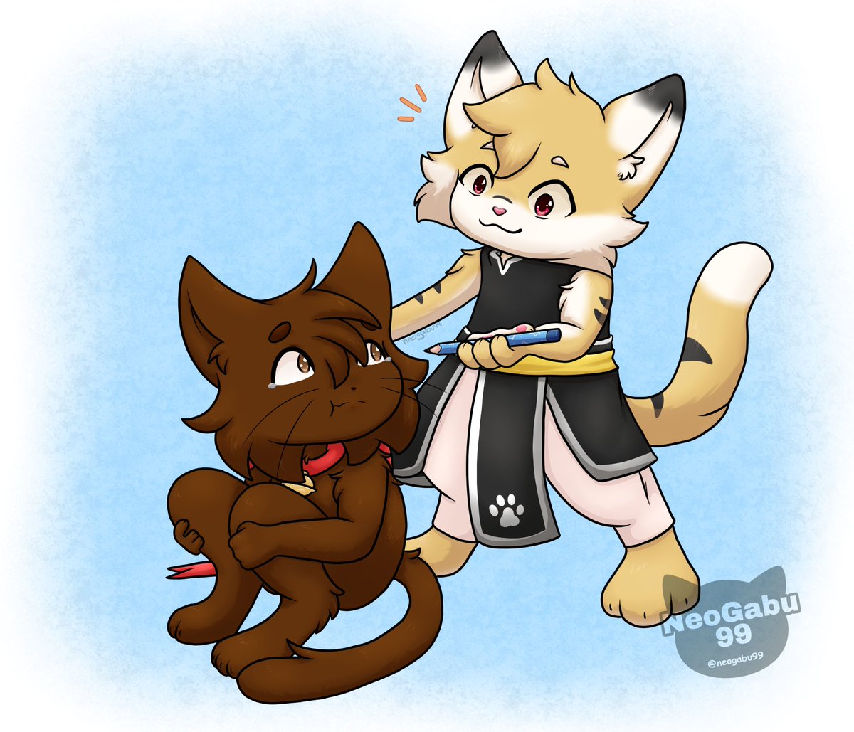 Chibi del canje.
Perdón por la tardanza, pero aquí esta. Neo al fin tuvo de vuelta su lápiz favorito 
Speedpaint: youtu.be/-prfzFUdmek

Kino by <a href="/CcvMarco/">CesarMCV</a> 
Neo by me

#furryartist #kemono #cat