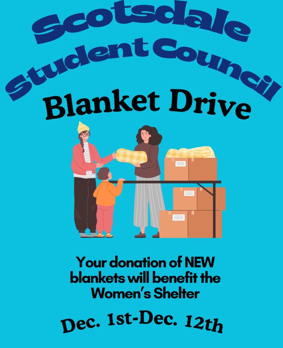Scotsdale_YISD's tweet image. 🫶Scotsdale STUCO is asking for your generosity with our annual blanket drive. 💛 This year we continue to support the women’s shelter. Help us support a family in need. 👏 At Scotsdale…#CadetsCare