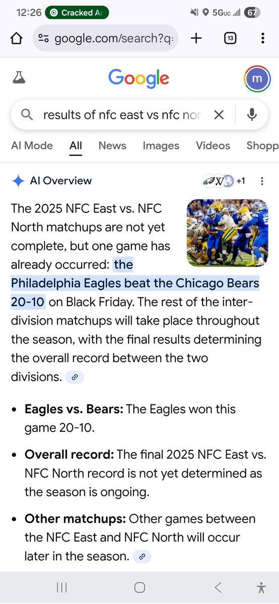 badguyeyes's tweet photo. I googled #NFCEast vs #NFCNorth record and this came up?? #DABEARS lose before the game starts??? https://t.co/9uBgkgzitD