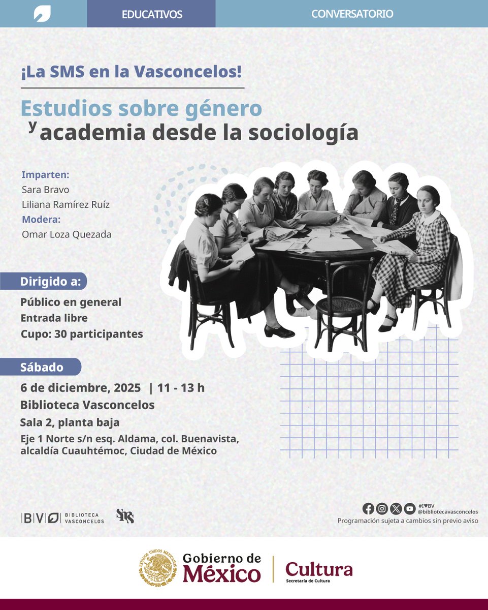 VSCLS's tweet image. Acompáñanos a conversar, reflexionar y analizar  desde una perspectiva sociológica, cómo el género ha afectado las prácticas científicas en México; así como, el papel histórico de las mujeres dentro de la academia y la ciencia hoy en día. ¡Te esperamos!