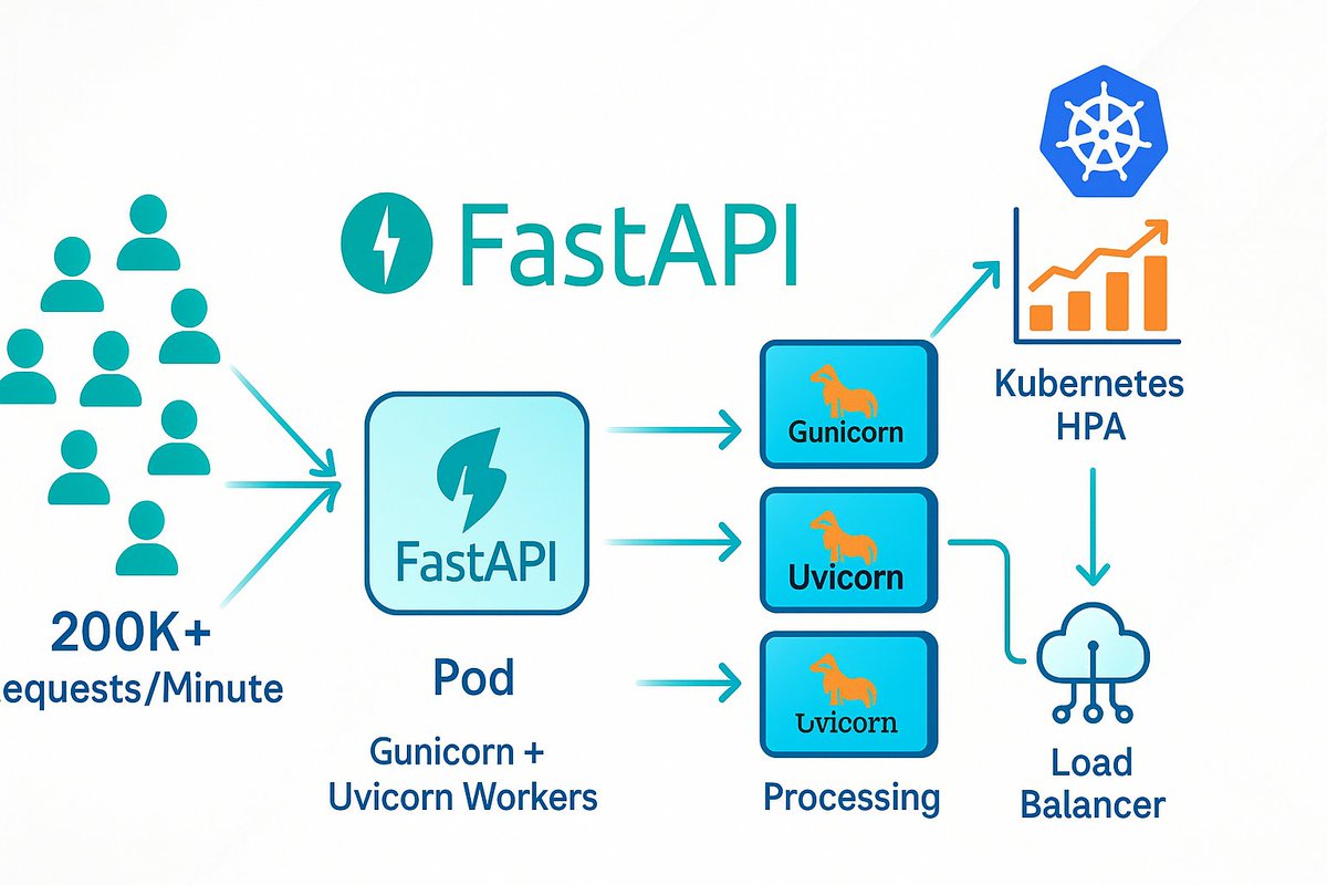 K8sArchitect's tweet image. This article describes how the author scaled a FastAPI service to handle 200,000 requests per minute using Gunicorn + Uvicorn workers and Kubernetes Horizontal Pod Autoscaler, with async endpoint optimization and autoscaling strategies

➤ ku.bz/k7xBpkm1J