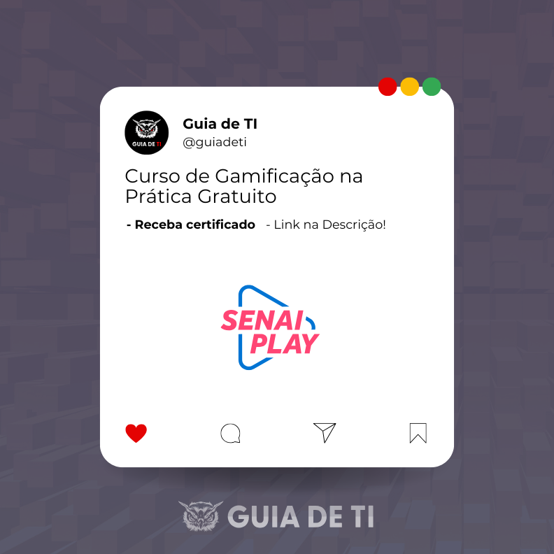 guiadeti's tweet image. Curso de Gamificação na Prática Gratuito do Senai

guiadeti.com.br/noticias/curso…

Curso gratuito de Gamificação na Prática do SENAI: online, auto-instrucional e com certificado pelo SENAI Play.