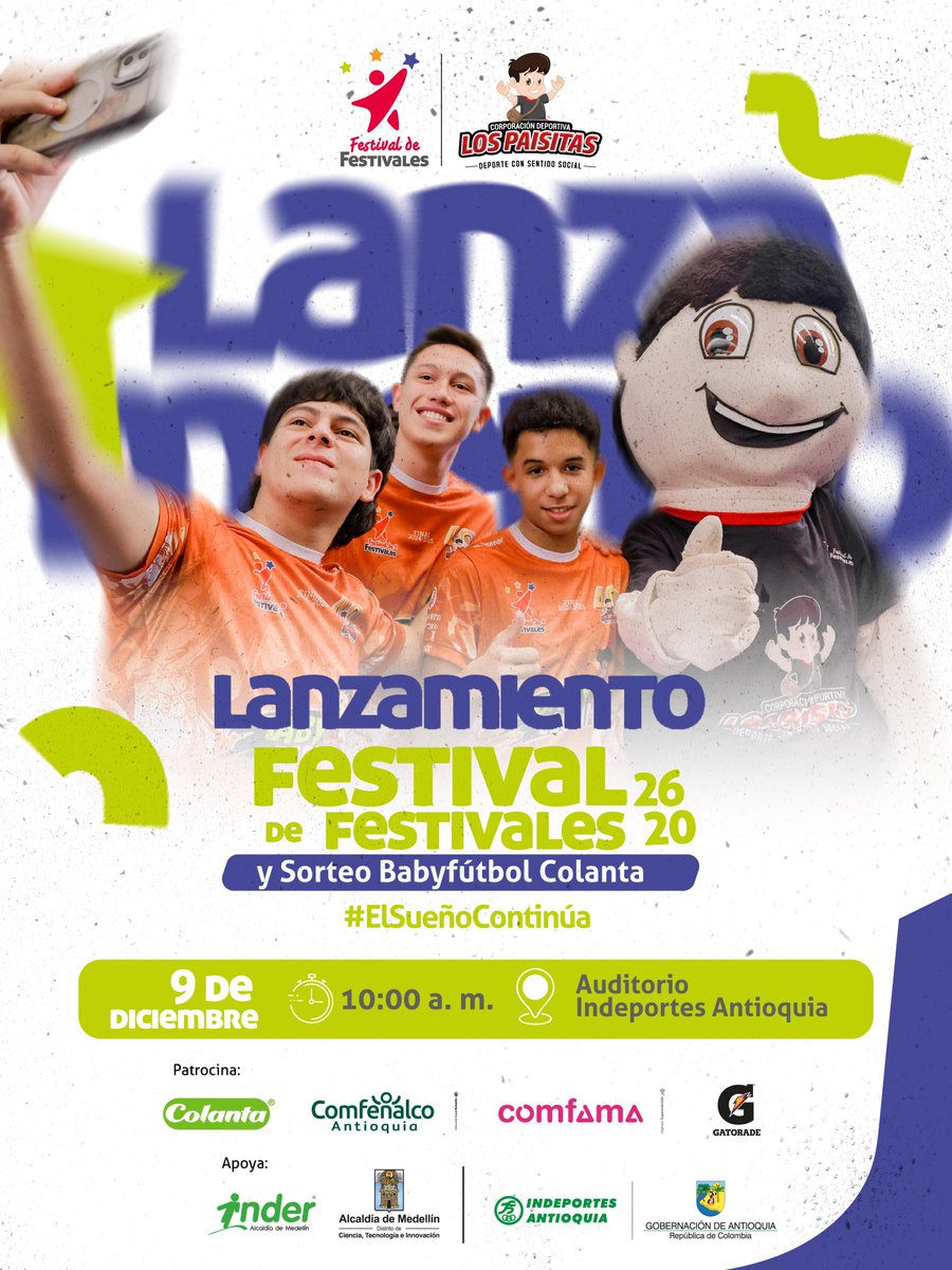 CDLosPaisitas's tweet image. Las piezas, las pelotas, los patines, las ruedas, el tatami y las flechas se alistan para una nueva edición del #FestivalDeFestivales ⚡

Este martes 9 de diciembre los esperamos en @IndeportesAnt a las 10:00 a. m para presentar nuestro evento en compañía de ustedes 🫡