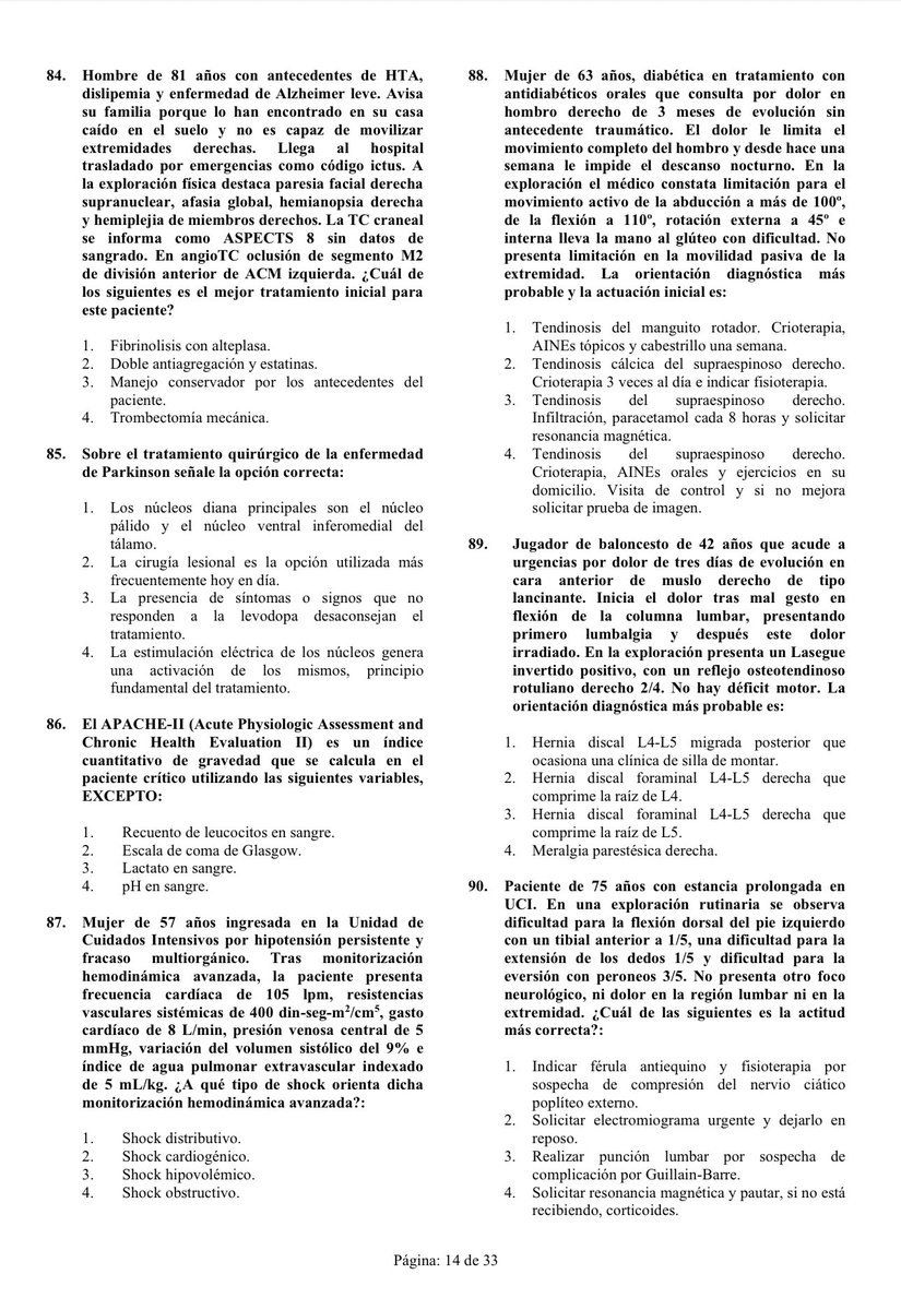 J_Curbelo's tweet image. Captura al azar de preguntas del último MIR. Ansioso de saber que tarjetita permite afrontar estas preguntas 😂