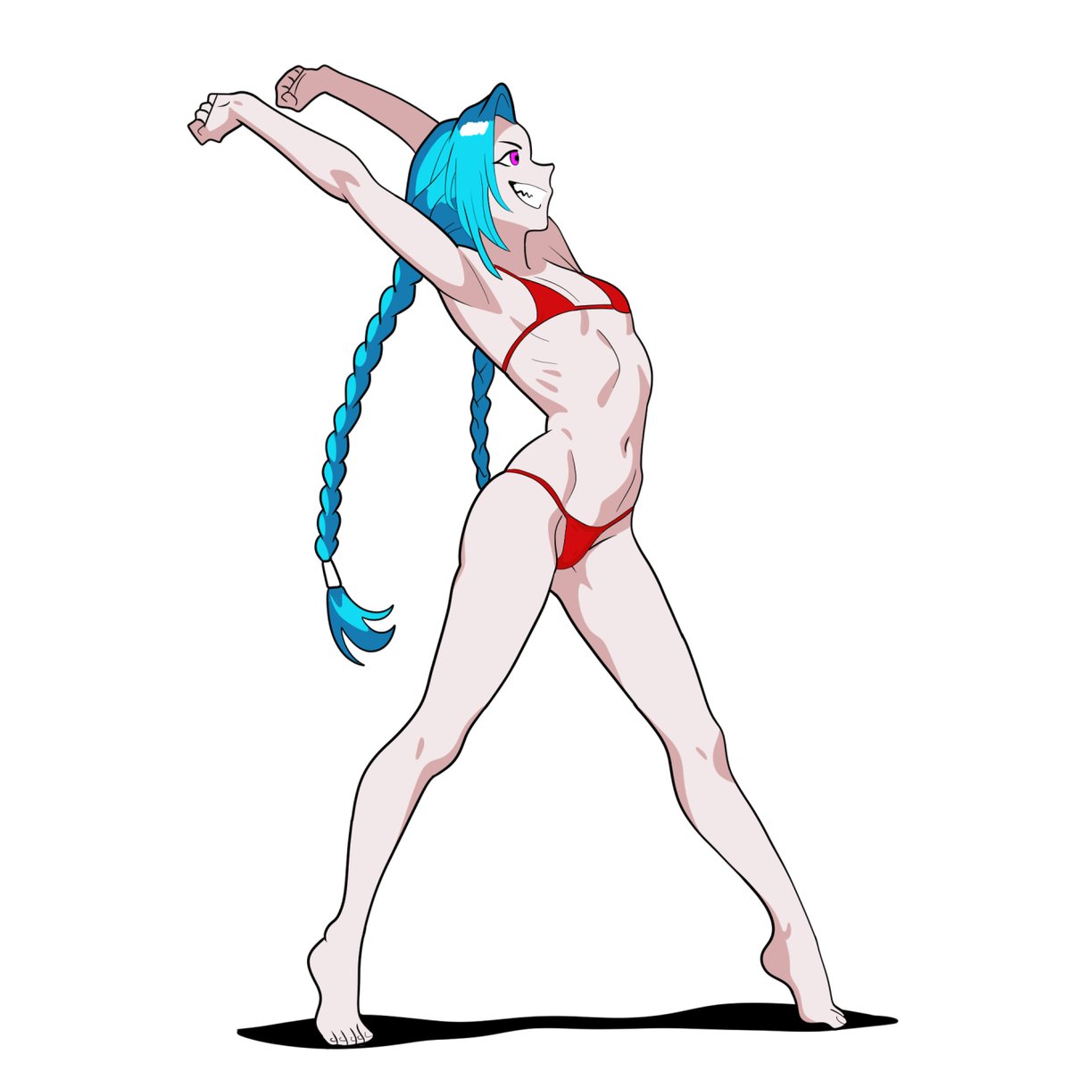 Anrativa72's tweet photo. #Jinx #LeagueOfLegends #LoL #bikini #flatchest #thicklines #cleanart #fanart https://t.co/330AlWI0k7