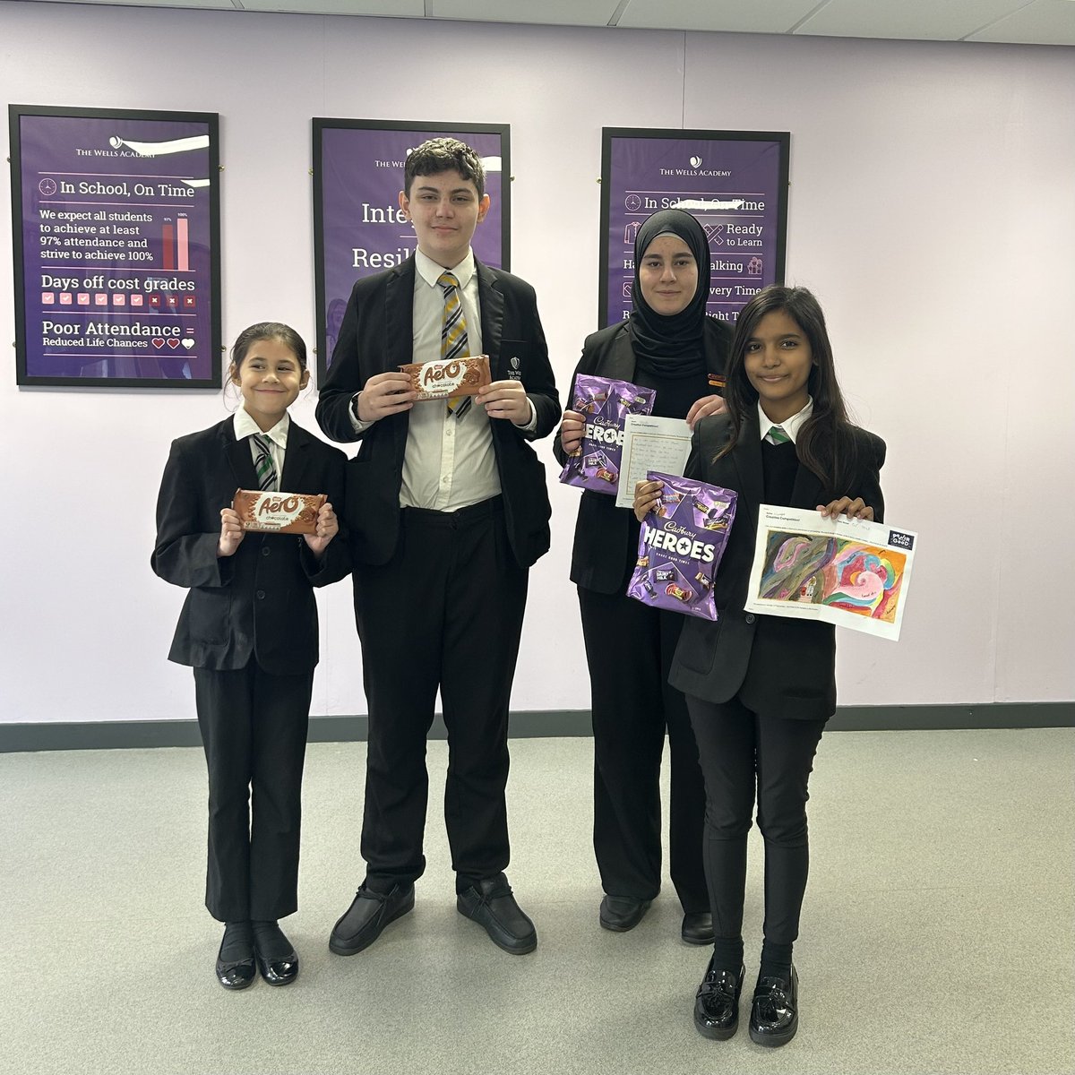 TheWellsAcademy's tweet image. Congratulations to the winners of our recent #AntiBullyingWeek competition!

There were some fantastic and creative responses, from Saya’s powerful poem winning first place to a beautiful painting by Waniya in second place! 

Well done to everyone who took part!
