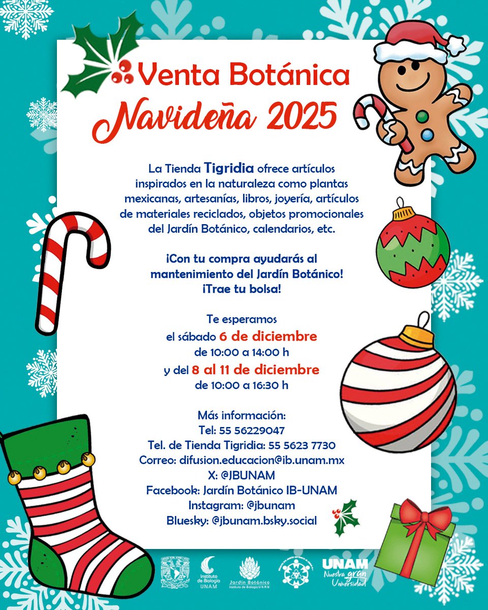 Venta Botánica Navideña 2025. 🎄
<a href="/JBUNAM/">JardínBotánicoIBUNAM</a>