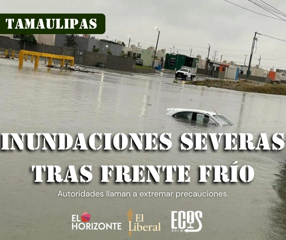 Las intensas lluvias originadas por el ingreso del frente frío número 16 por la frontera norte de #Tamaulipas generó encharcamientos, inundaciones en varios municipios, y accidentes automovilísticos donde se reportó la trágica pérdida de una persona.

#noticias #clima #actualidad