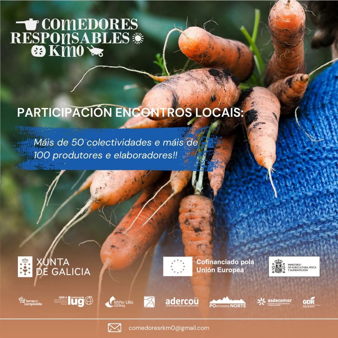 💥🌱 O programa #ComedoresResponsablesKM0 arrinca con forza‼️
🍽 57 centros
🌾 104 produtores implicados

Unha rede que medra para impulsar unha alimentación sostible e de proximidade no rural galego 🌿🚀

Iniciativa impulsada por 8 GDR de #Galicia en colaboración con #Agader.