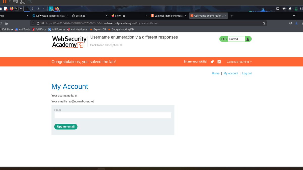 OfficialTobiie's tweet image. Day 1: PortSwigger – Username Enumeration 🔐

Kicked off 100 Days of Cybersecurity with a hands-on lab on username enumeration.
Used Burp Intruder to find the valid username, brute-force the password, and access the account.

#100DaysOfCybersecurity #PortSwigger #WebSecurity