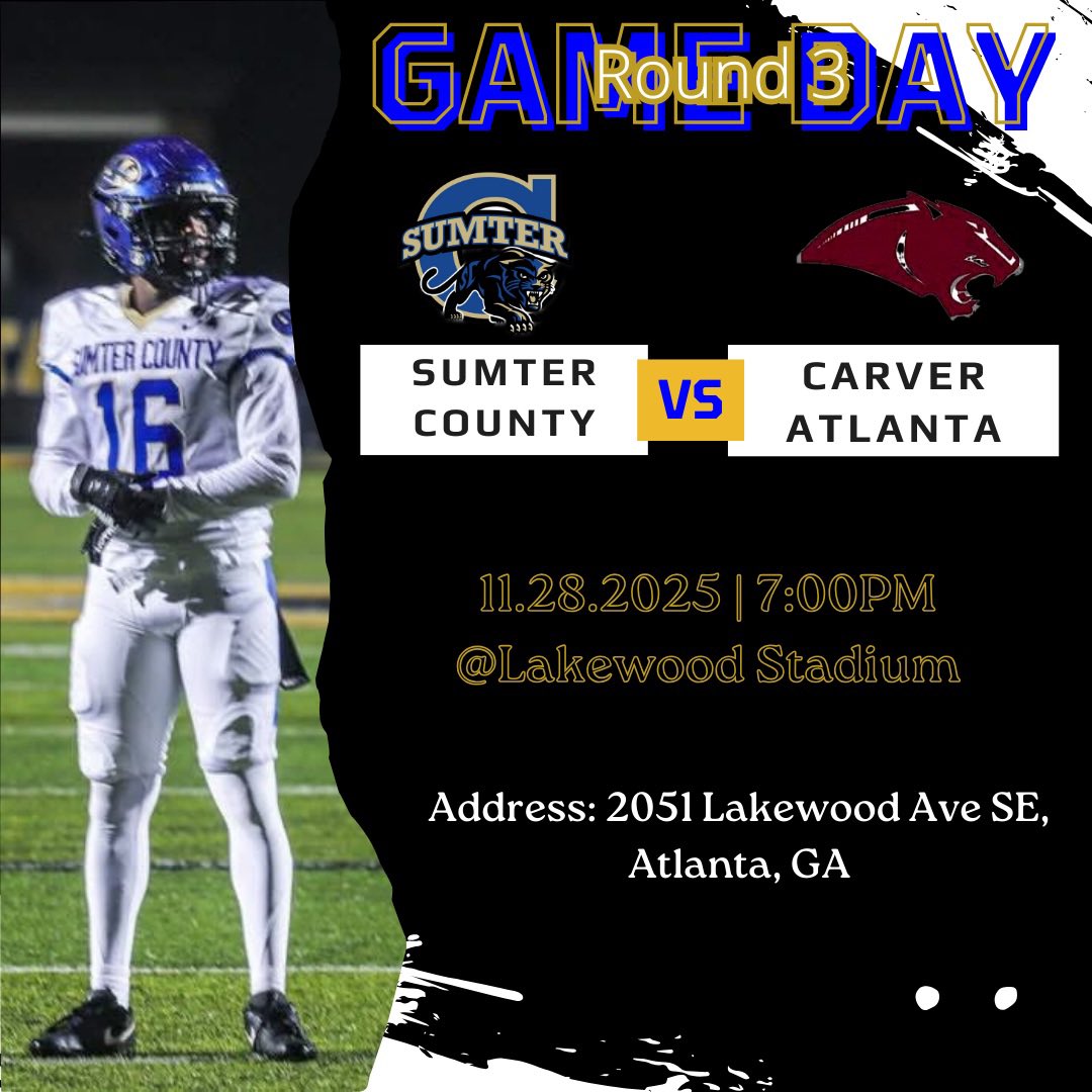 SC_PANTHER_FB's tweet image. It's game day! The Panthers are headed to Atlanta, GA to take on Carver Atlanta in round 3 state playoffs! Get your tickets now on gofan.co for $15.70 ($14 + $1.70 fee). Let's pack the stands! #GoHunt