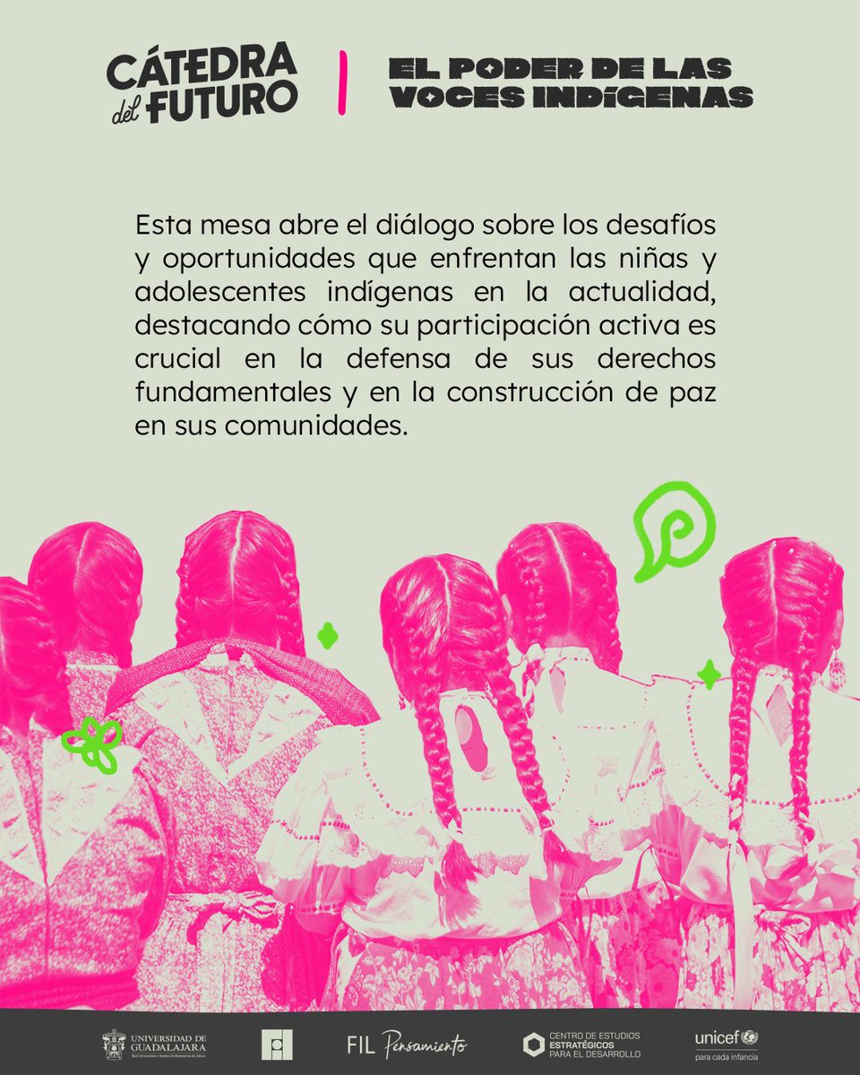 UDEGCEED's tweet photo. ¡El CEED y la Cátedra del Futuro llegan a la FIL! ✨

Asiste a la mesa de diálogo, “El poder de las voces indígenas: niñas y adolescentes indígenas como agentes de cambio”.

🎟️ Acceso libre | No requiere registro |
👉🏼 Sigue el live en el canal de YouTube de FIL Pensamiento https://t.co/HcbrnJSDpg