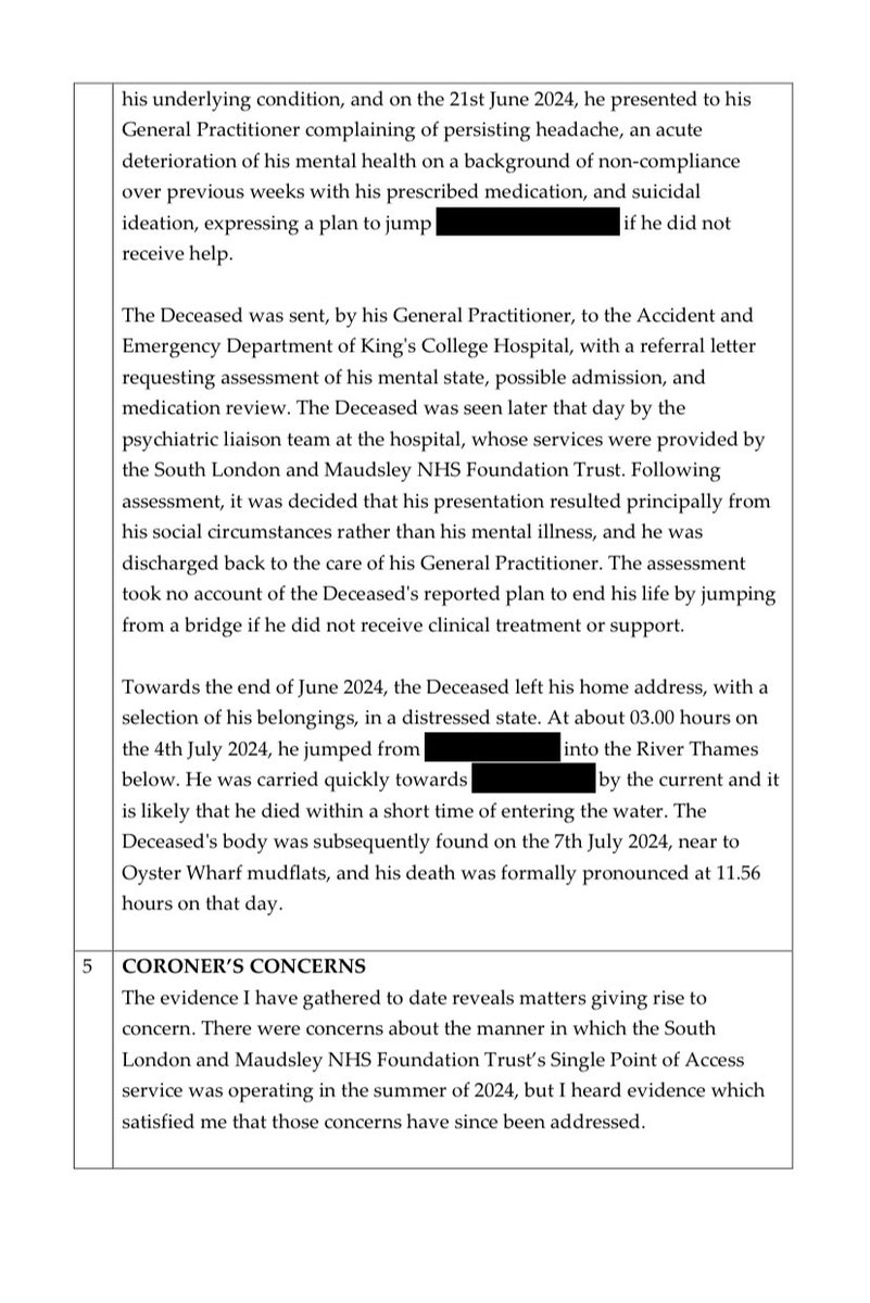 medicalmodelbri's tweet image. Tony knew that he was suicidal and he tried everything to save his own life 

A nurse discharged him without a review by a Dr 

Why is this allowed to happen ?

judiciary.uk/wp-content/upl…