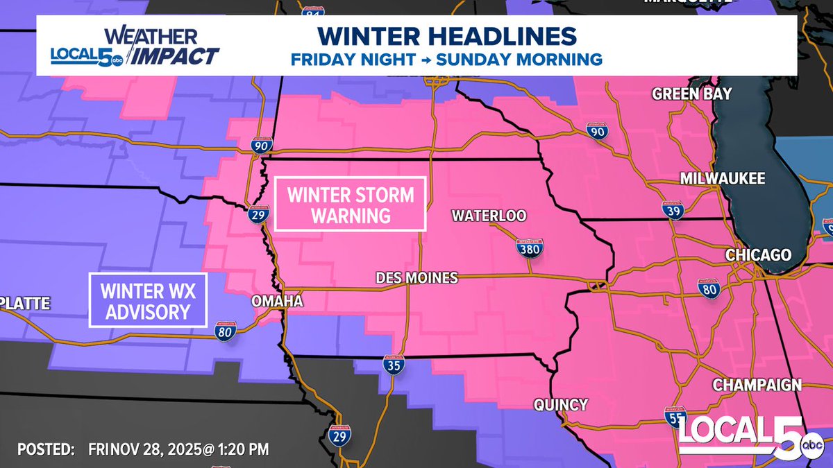 ChrisKuball's tweet image. Winter Storm Warning holds over southern MN and almost all of IA. This will be the target zone for heaviest snow amounts. My expectation is for many to rise up towards a foot of snow. Impacts begin Fri. evening and last into early Sun. morning. Travel will be extremely difficult.