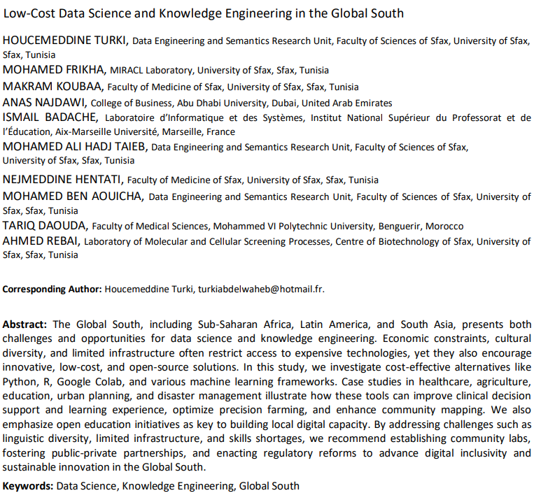 Csisc1994's tweet image. How open-source and low-cost tools (e.g., @GoogleColab, @openstreetmap, @wikidata) are powering data science and knowledge-engineering innovation across the Global South.

Case studies and a vision for inclusive digital transformation. 🌍📚

Link: dx.doi.org/10.2139/ssrn.5….