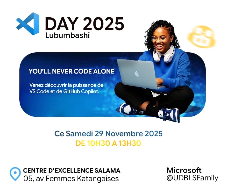 Udblsfamily's tweet image. UDBLSFamily : EVENTS  
Hello Famille !  
📍*Sam. 29 Nov. 2025* | ⏰10h - 13h30  
📌 UDBL, Fac. Sci. Info, Centre d’excellence 
💻 Thème : You Will Never Code Alone
Soyez au rendez-vous !  
#UDBLSFamily #CodeTogether