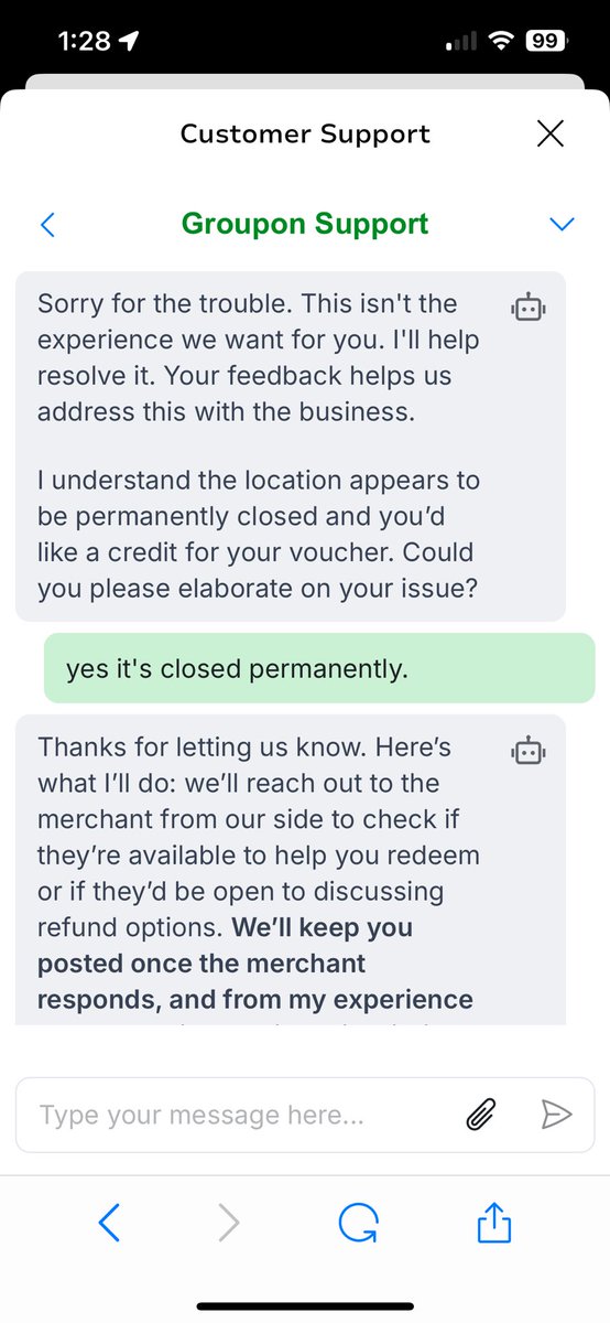 LilOleP's tweet photo. @Groupon @GrouponHelpUS your Ai Is stuck in a loop. It keeps saying the same thing and does not connect me with an agent. Please DM me to resolve this issue I just spent 15 minutes saying the exact same thing over and over in different ways. https://t.co/dWgkDSWnXZ