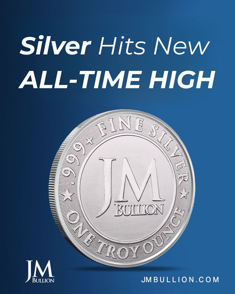 JMBullion's tweet image. 🚀 Silver just smashed through a new all-time high! 🪙🔥

How high do you think spot goes from here? Drop your predictions. 👇

Looking to stack while the market’s moving? Check the latest silver deals → bit.ly/3M4m25u

#Silver #SilverPrice #SilverRally #StackSilver