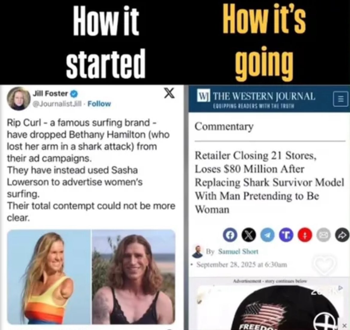 When the agenda is so extreme that you screw over a legendary female surfer who overcame all odds to compete with one arm—just to replace her with a man who identifies as a woman. 😠😠