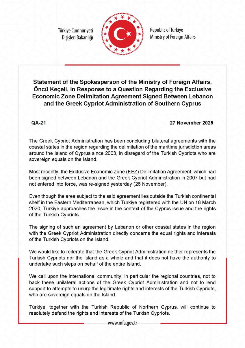 EastMedMonitor's tweet image. Turkey the #PirateState 🏴‍☠️ of the Mediterranean which does not recognize or obey int law of the seas #UNCLOS complains about the maritime delimitation agreement between the Republic of #Cyprus 🇨🇾 and Lebanon 🇱🇧 ,because “it ignores the rights of the Turkish Cypriots” it says and…