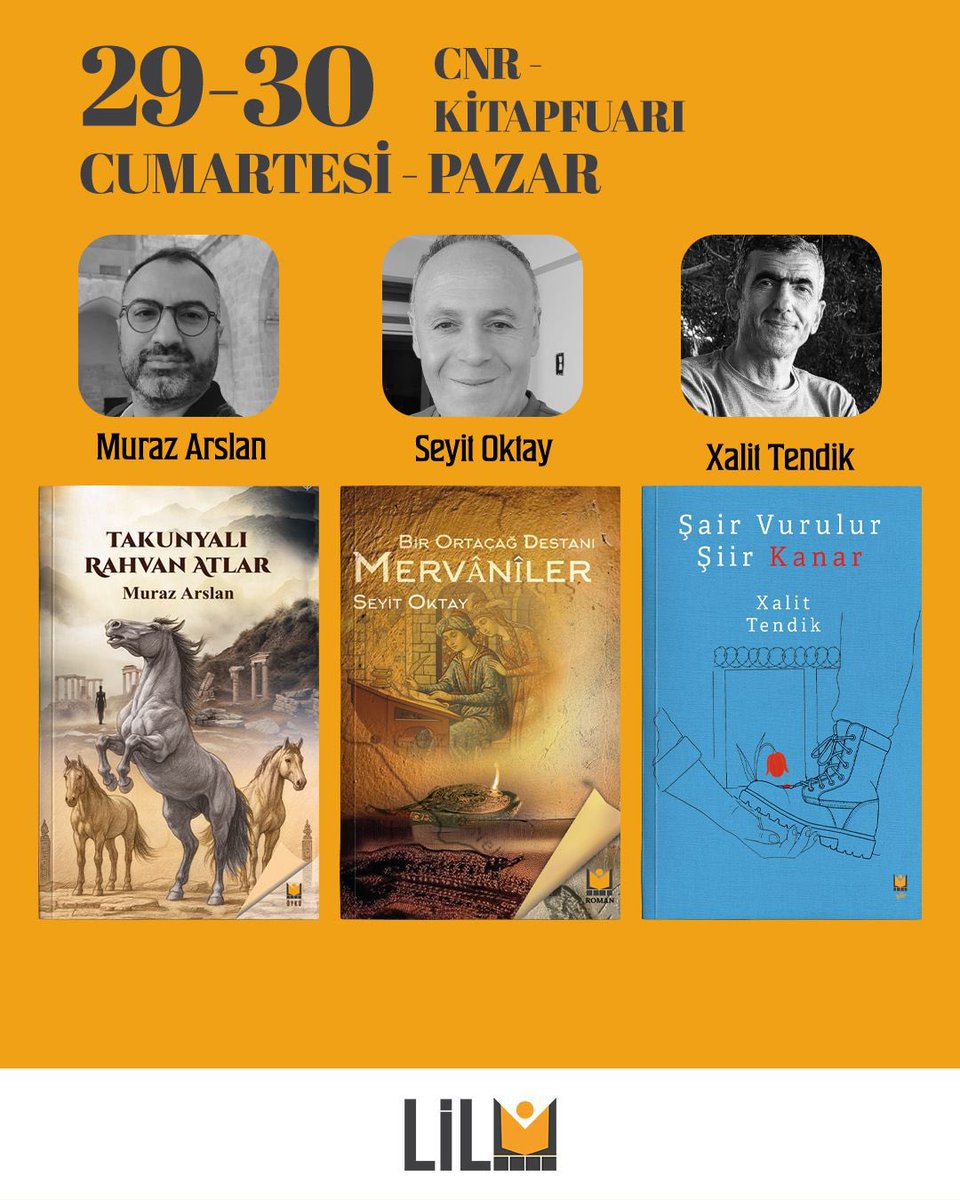 LilYayinlari's tweet photo. 📚 Seçkin yazar kadrosu ile LİL Yayınları, CNR Kitap Fuarı’nda!
Edebiyatın büyüsünü paylaşmak için tüm kitapseverleri standımıza bekliyoruz.

@Seyitokty @Alihndmr @ermansahin21 @KNsozlugu @Murazig @mamosteAryen @AlattinBilgic__ @azadzal 
#kitapaşkı #edebiyat #roman #lilyayınları https://t.co/kU3azgTKKD