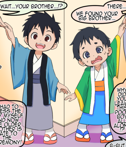 SockoftheDirt's tweet photo. "Well then...I'll be the big bro from now on...and you'll be my little bro...got it?"

New Full Color Age Regression Comic "7-5-3" is available now over at:

📌 FANBOX: https://t.co/J5aRlYrtoA 
📌 Ko-fi（Needs Discord Integration）: https://t.co/xYIP4t0Duu https://t.co/Ati8gqtVXj