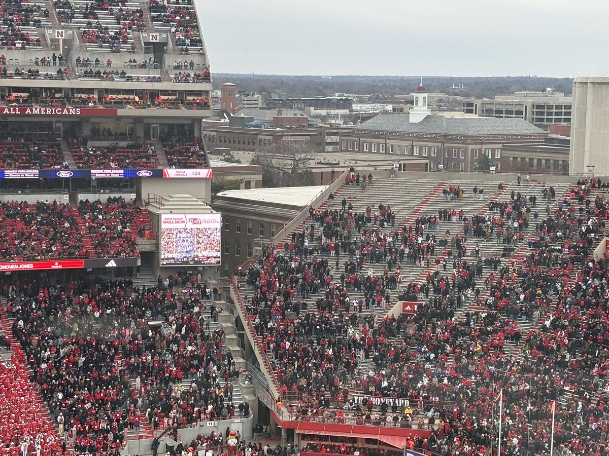 Student section beginning to clear out after Iowa goes up 33-16. A good amount of people had already left between kickoff and now but the last drive sent an influx of people to the exits.